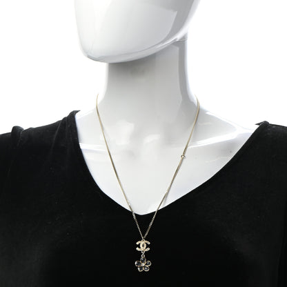 Chanel Metal Resin Diamante CC Flower Necklace Gold 2 of 6