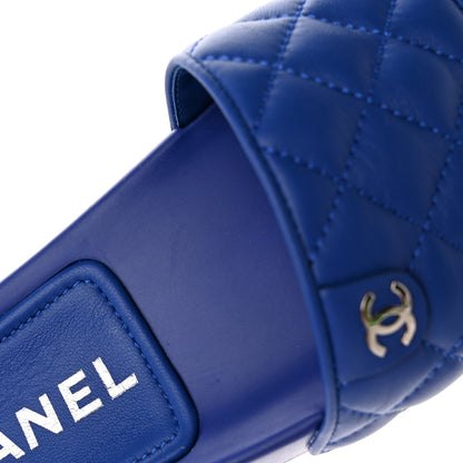 Chanel Lambskin Quilted CC Mules Sandals 36 Dark Blue 9 of 11