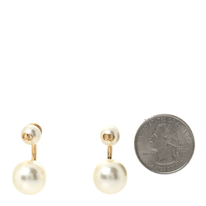 Christian Dior Double Pearl Earrings Gold 2 of 4