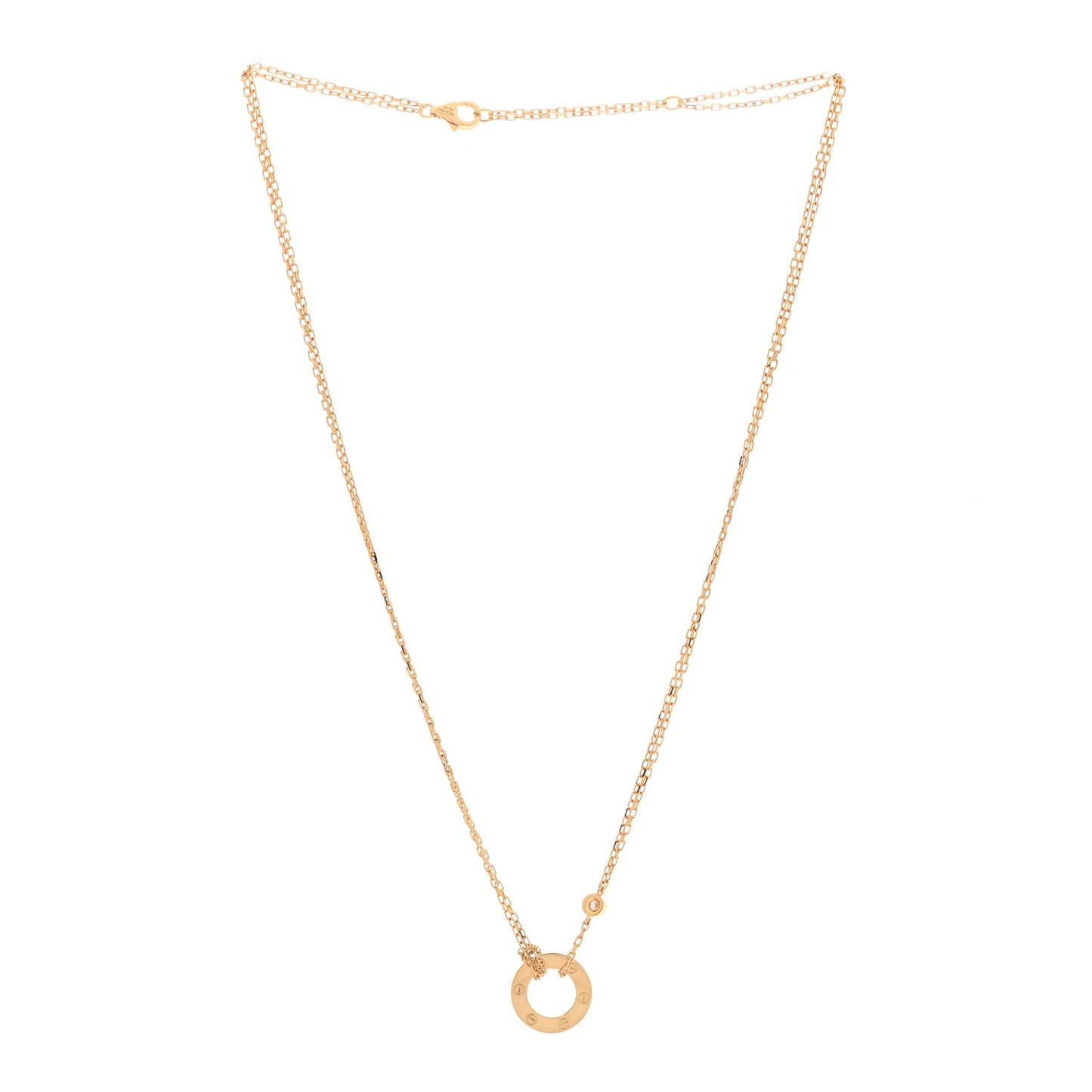 18K Yellow Gold 2 Diamond LOVE Necklace
