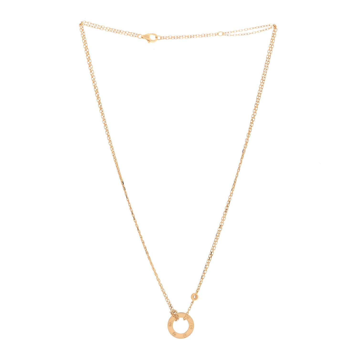 Cartier 18K Yellow Gold 2 Diamond LOVE Necklace 3 of 6