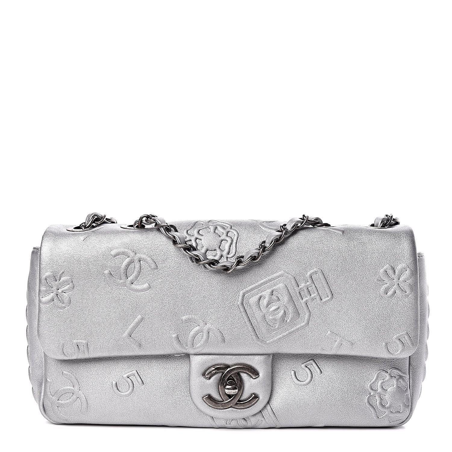Chanel Metallic Lambskin Symbols Medium Single Flap Silver 1 of 10