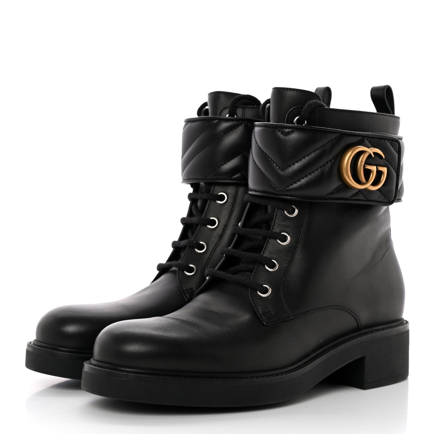 Flores Calfskin Nappa Matelasse GG 40mm Ankle Boots 39.5 Black