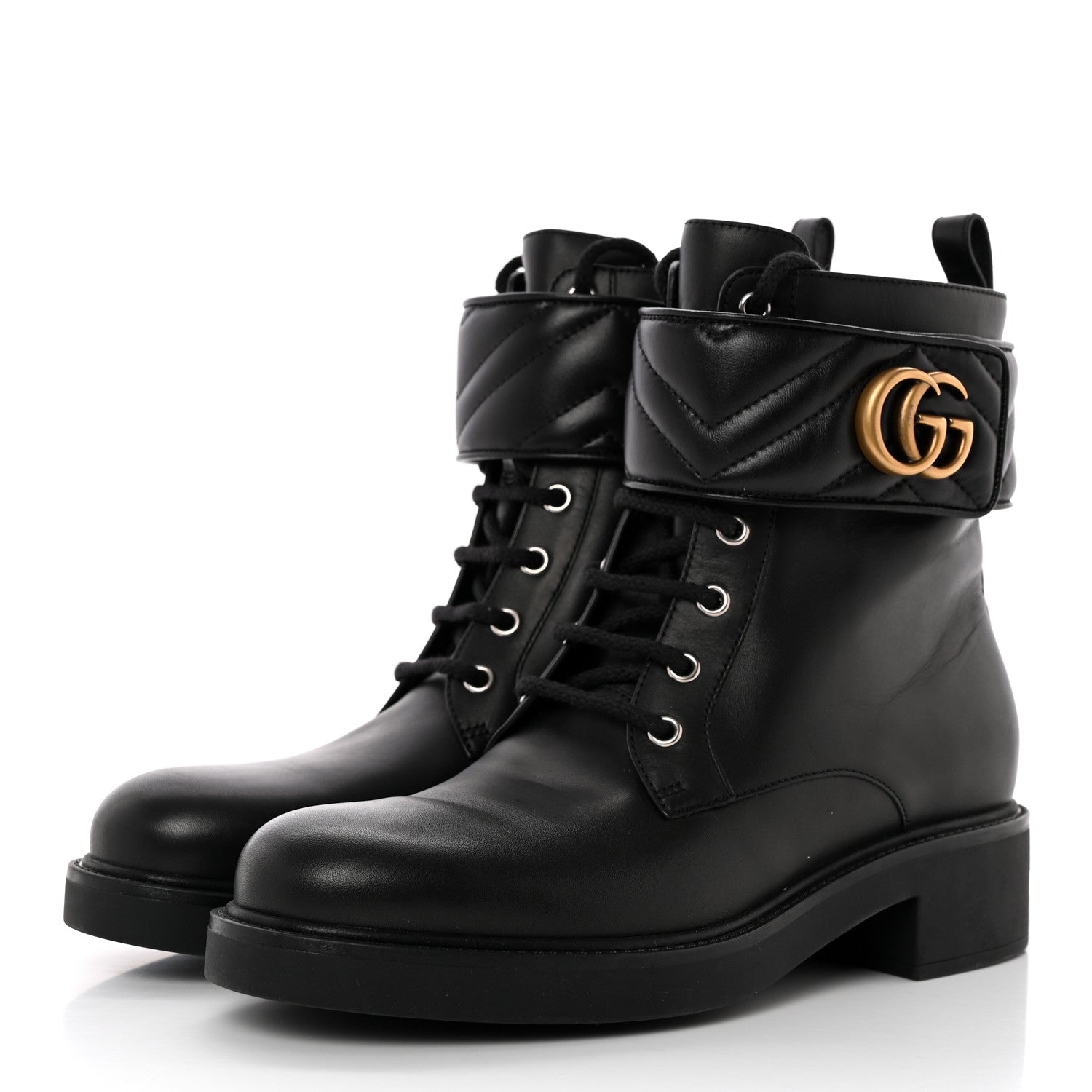 Gucci Flores Calfskin Nappa Matelasse GG 40mm Ankle Boots 39.5 Black 3 of 13