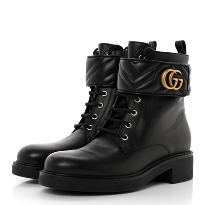 Gucci Flores Calfskin Nappa Matelasse GG 40mm Ankle Boots 39.5 Black 3 of 13