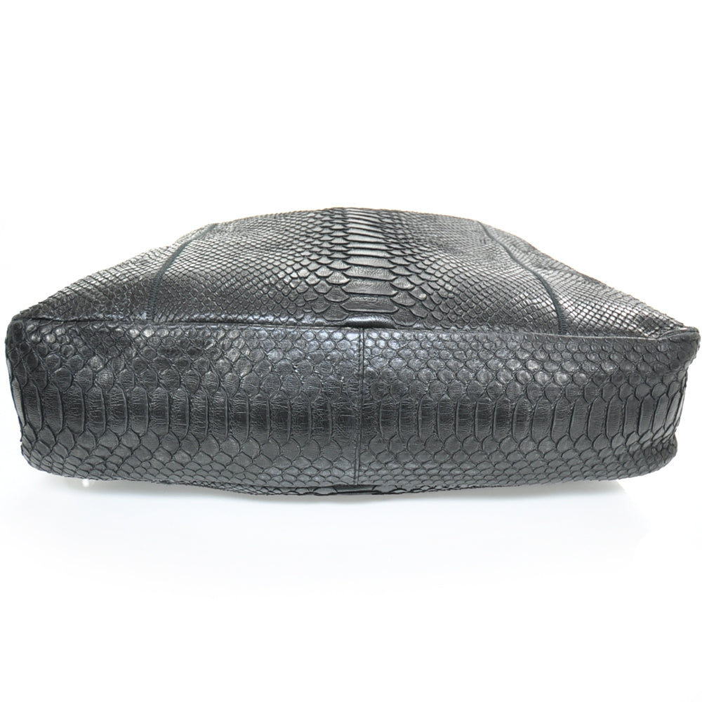 Python Large Horsebit Chain Hobo Black