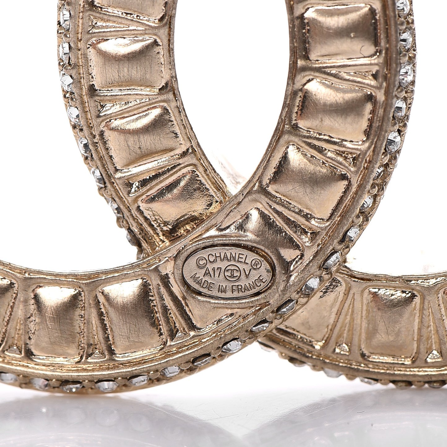 Baguette Crystal CC Brooch Gold