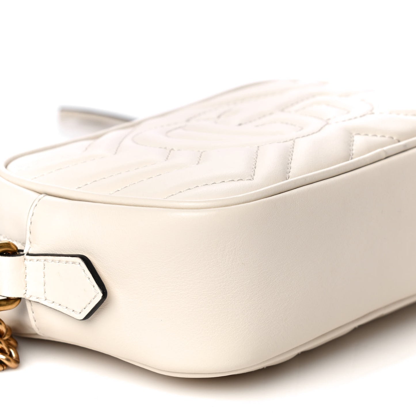 Calfskin Matelasse Mini GG Marmont Chain Shoulder Bag White