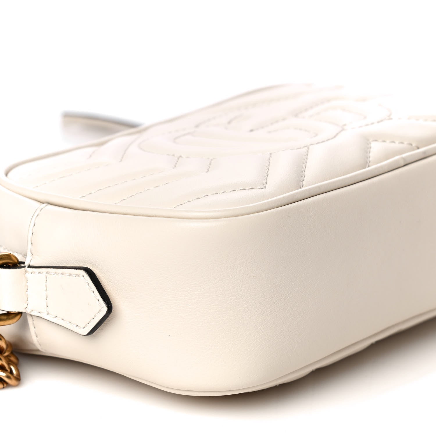 Gucci Calfskin Matelasse Mini GG Marmont Chain Shoulder Bag White 12 of 13