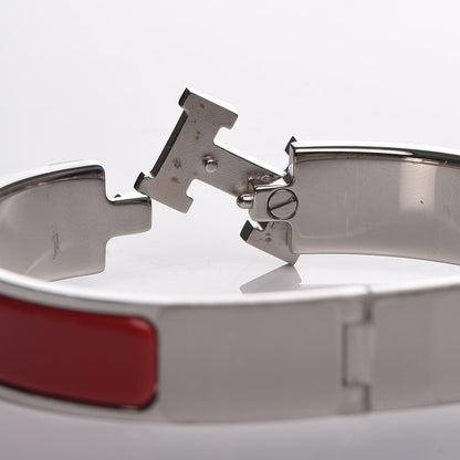 Hermes Enamel Narrow Clic Clac H Bracelet PM Rouge Amarante 5 of 10