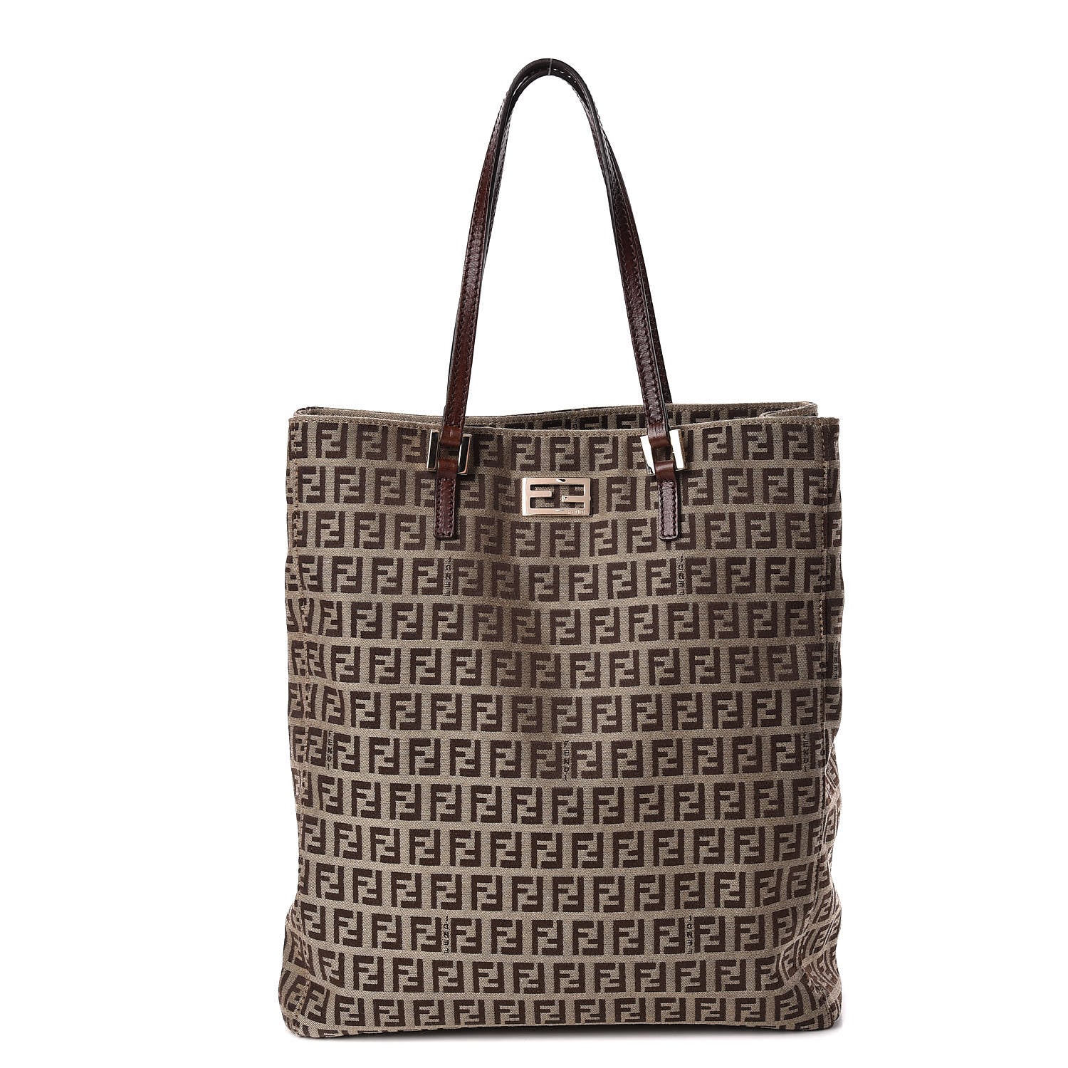 Fendi Zucchino Vitello Tote Mogano Panna Bruciato 1 of 14