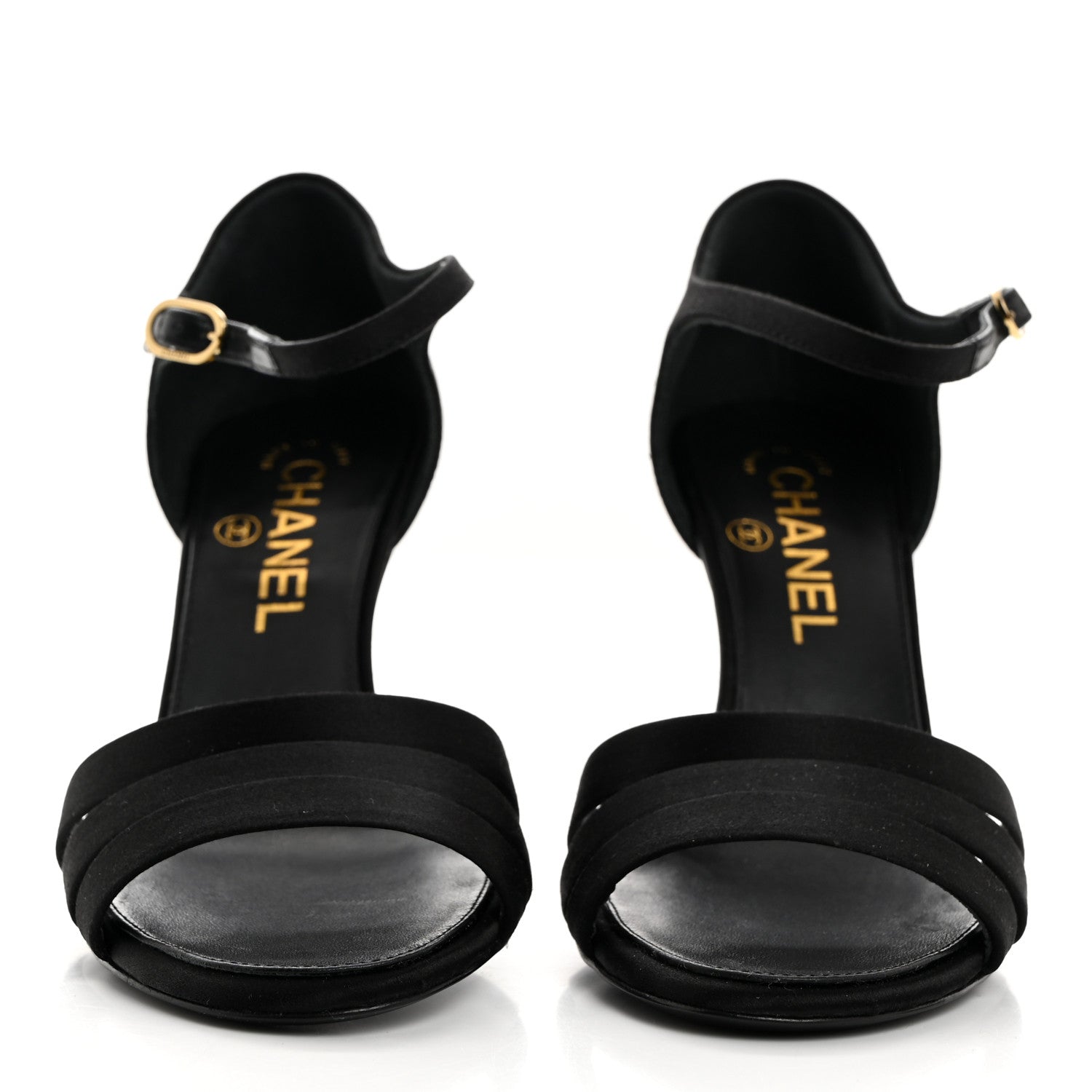 Chanel Satin Pearl Sandals 36.5 Black 2 of 9