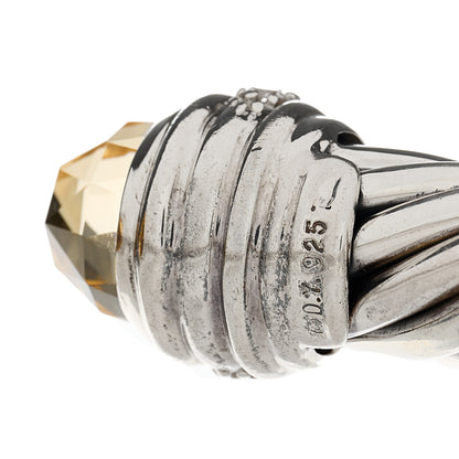David Yurman Sterling Silver Diamond Citrine 10mm Cable Classics Hinged Bracelet 3 of 3