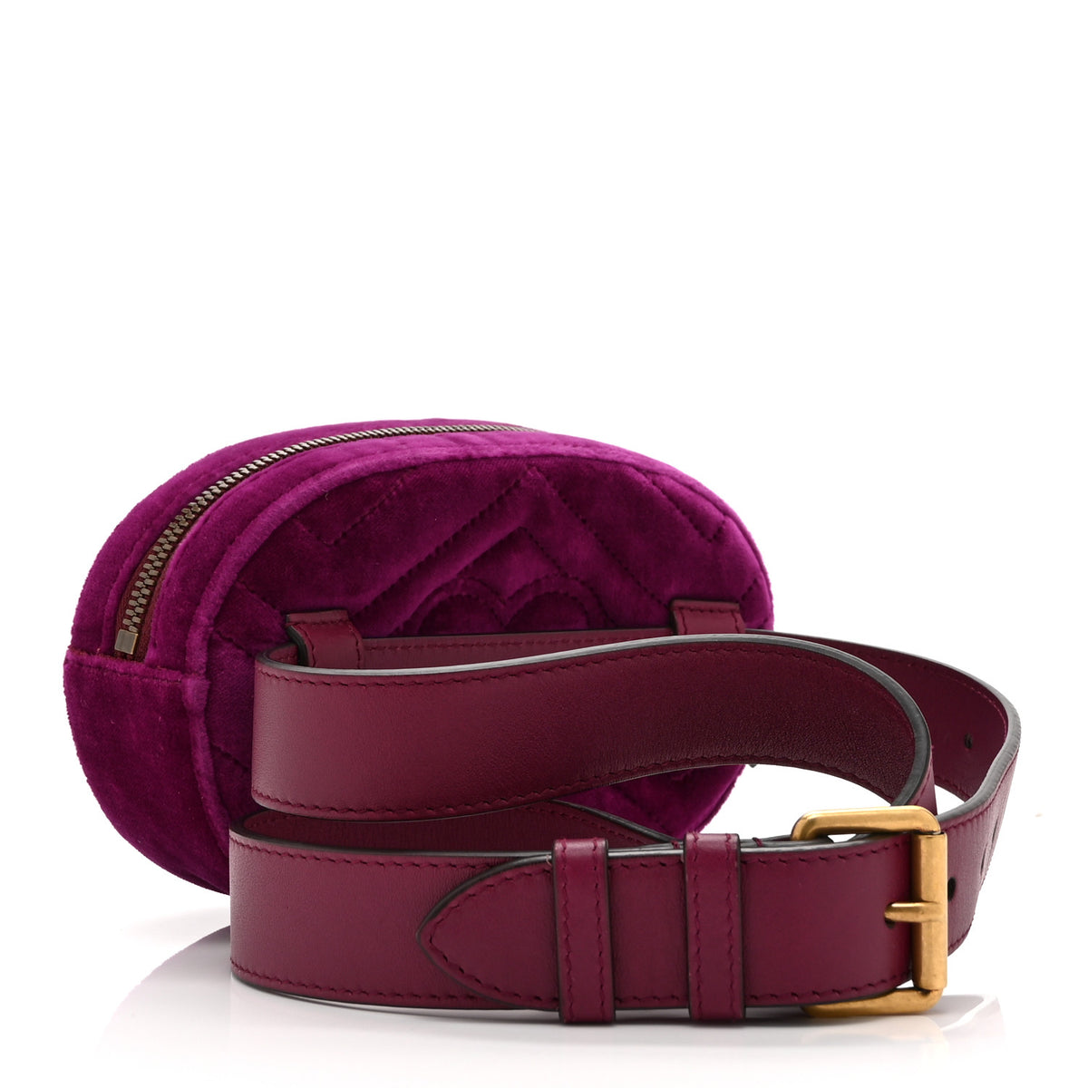 Velvet Matelasse GG Marmont Belt Bag 85 34 Fuchsia Violet Cyclamen