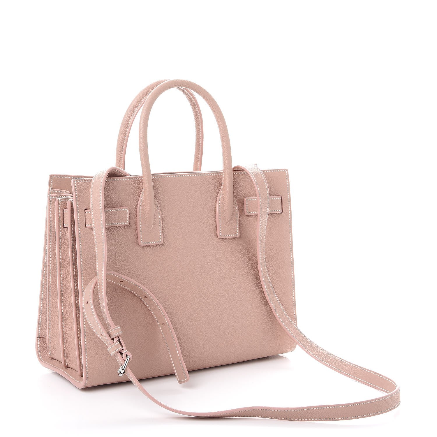 Saint Laurent Grained Calfskin Topstich Baby Sac De Jour Antique Rose 4 of 8