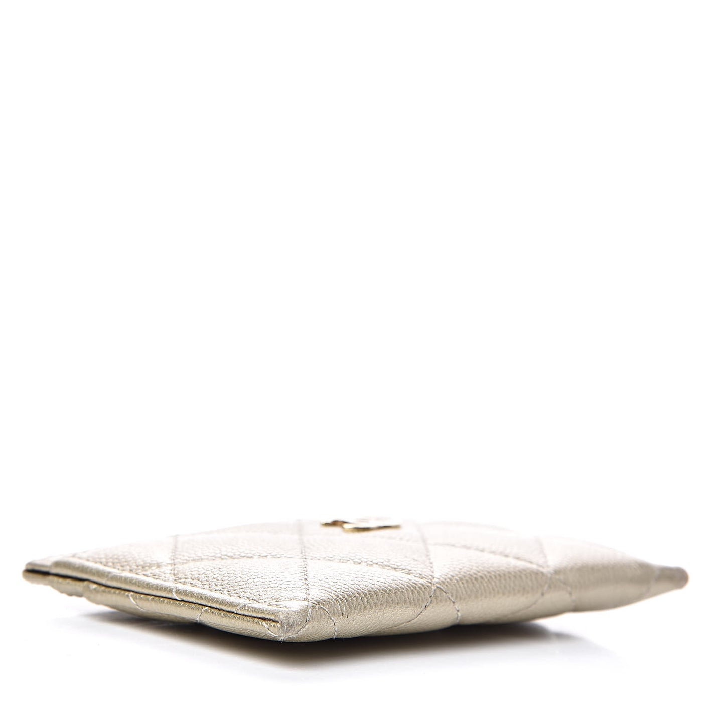 Metallic Caviar Quilted Card Holder Light Gold