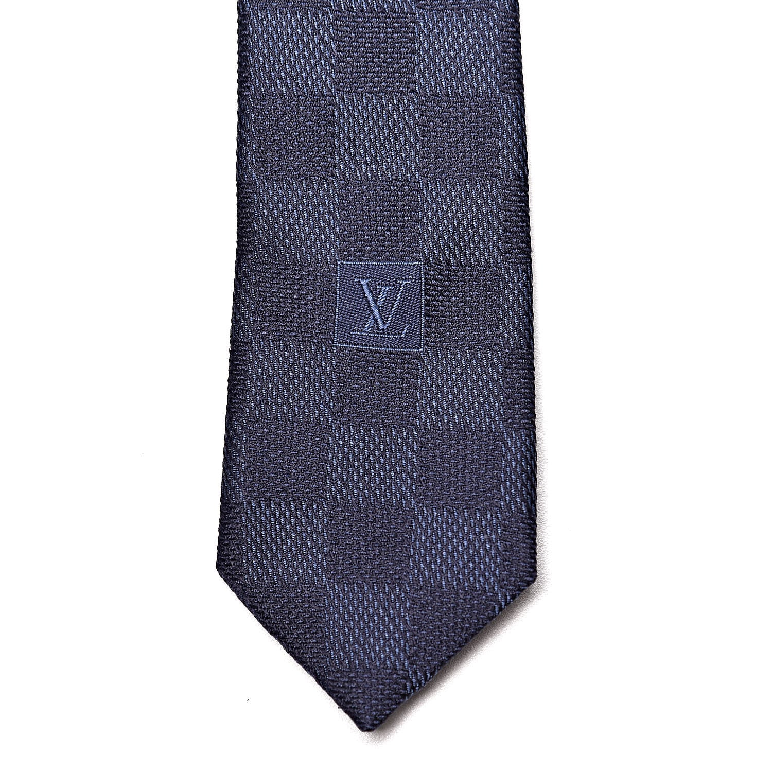 Louis Vuitton Silk Damier Classique Mens Neck Tie Marine 3 of 3