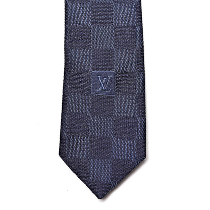 Louis Vuitton Silk Damier Classique Mens Neck Tie Marine 3 of 3