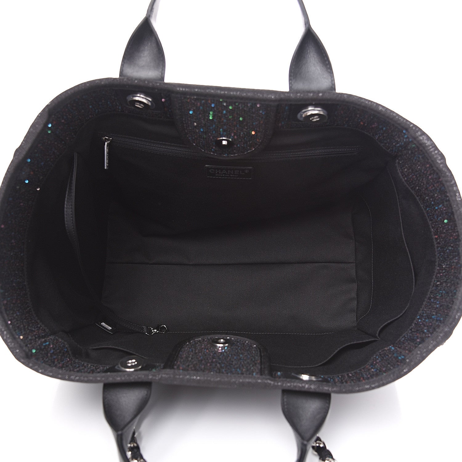 Chanel Calfskin Sequin Medium Deauville Tote Black 4 of 9
