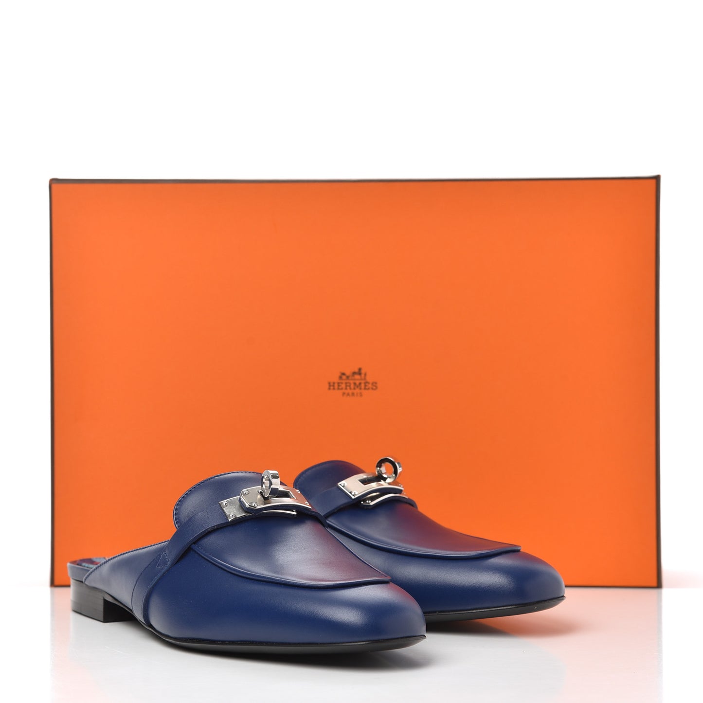 Calfskin Oz Mules 36 Bleu Maritime