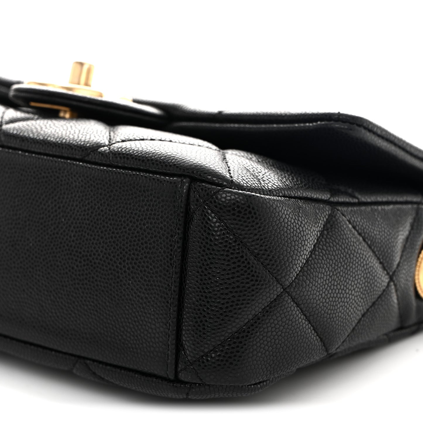 Caviar Quilted Small Twist Your Buttons Flap Black