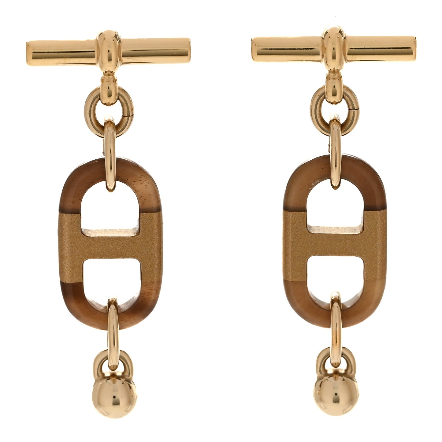 Lacquered Horn Permabrass Small Sur Mer Drop Earrings Gold Black