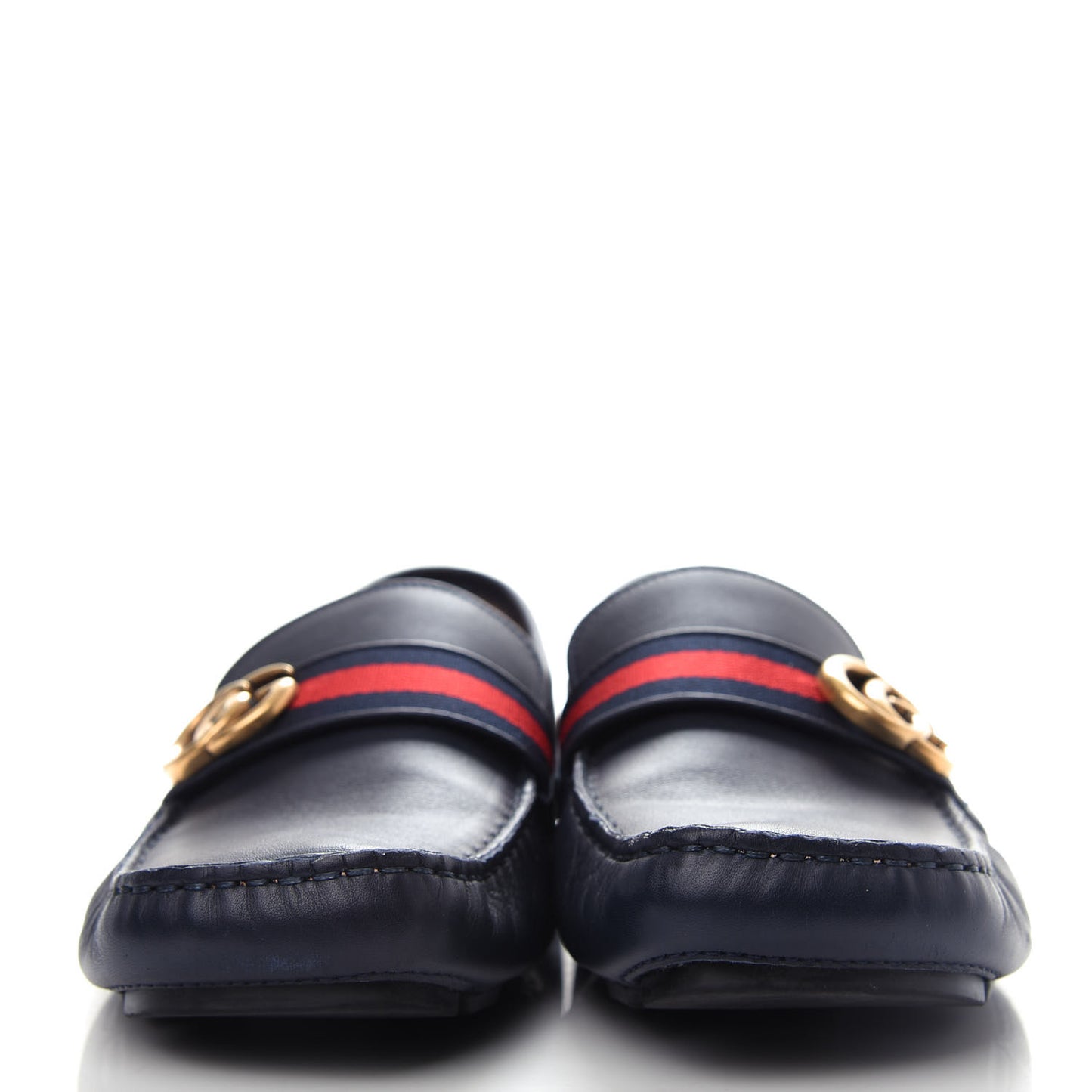 Velvety Calfskin Web Mens Noel Driver Loafers 10 Blue