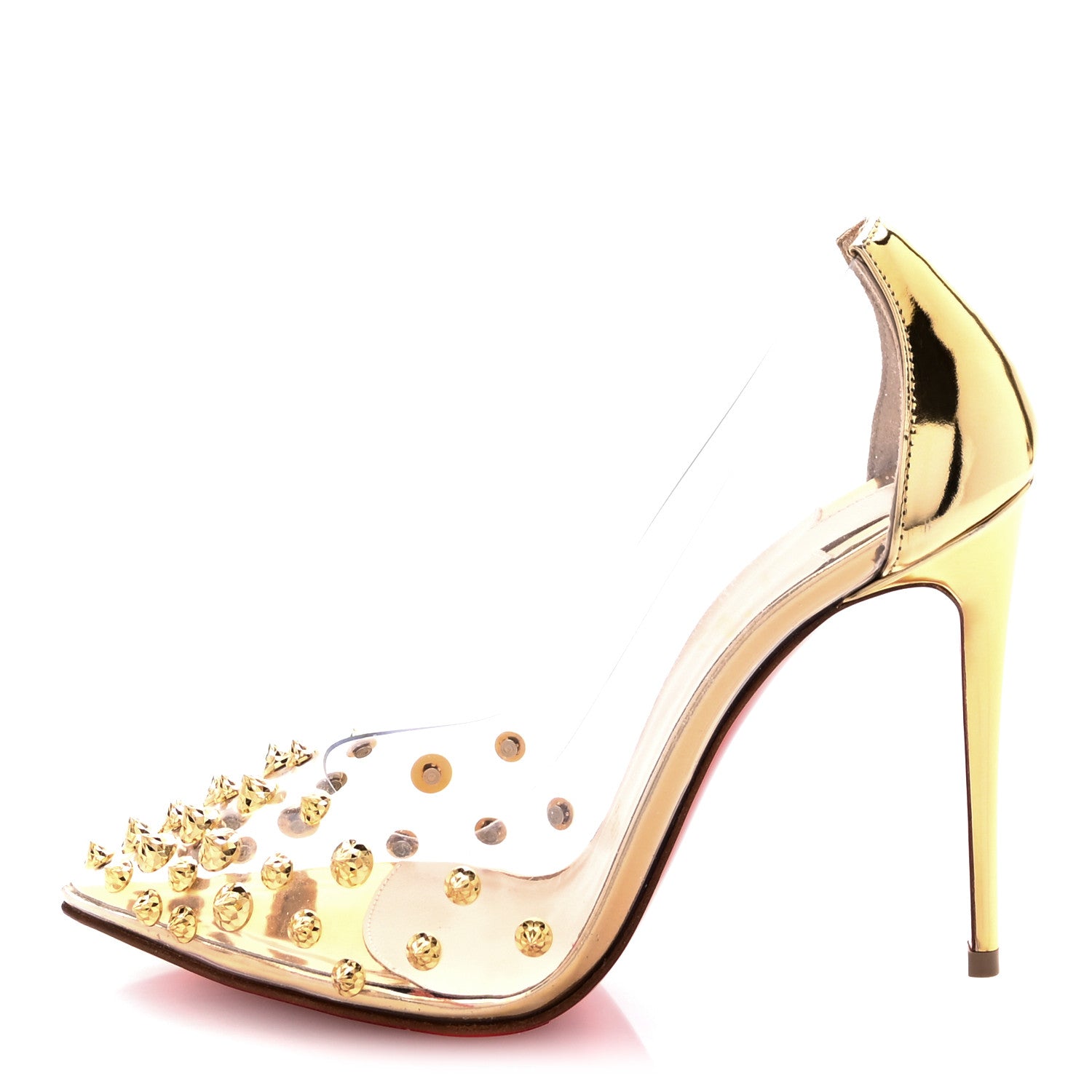 Christian Louboutin PVC Patent Collaclou 100 Pumps 35 Gold 1 of 9