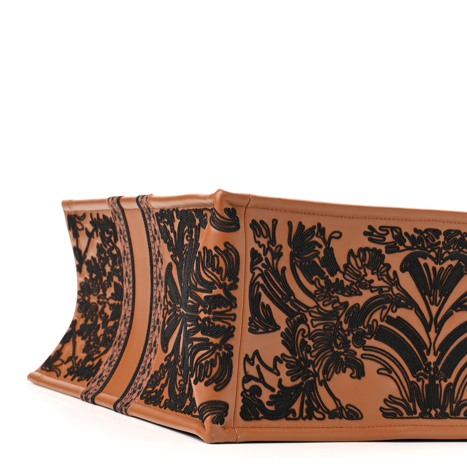 Christian Dior Calfskin Cornely-Effect Embroidery Large Book Tote Brown Black 9 of 10