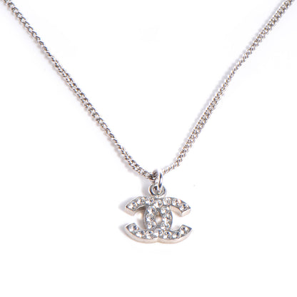 Chanel Crystal CC Necklace Silver 1 of 5