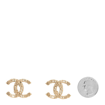 Chanel Crystal CC Camellia Earrings Gold 2 of 4