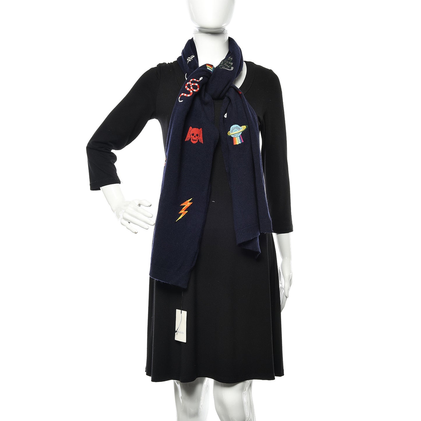 Wool Embroidered New Mix Scarf Midnight Blue