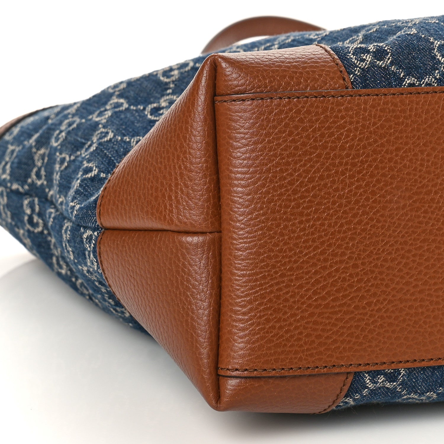 Gucci New Denim GG Monogram Medium Ophidia Shopping Tote Blue Tea Cuir 8 of 9
