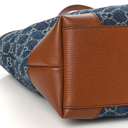 Gucci New Denim GG Monogram Medium Ophidia Shopping Tote Blue Tea Cuir 8 of 9