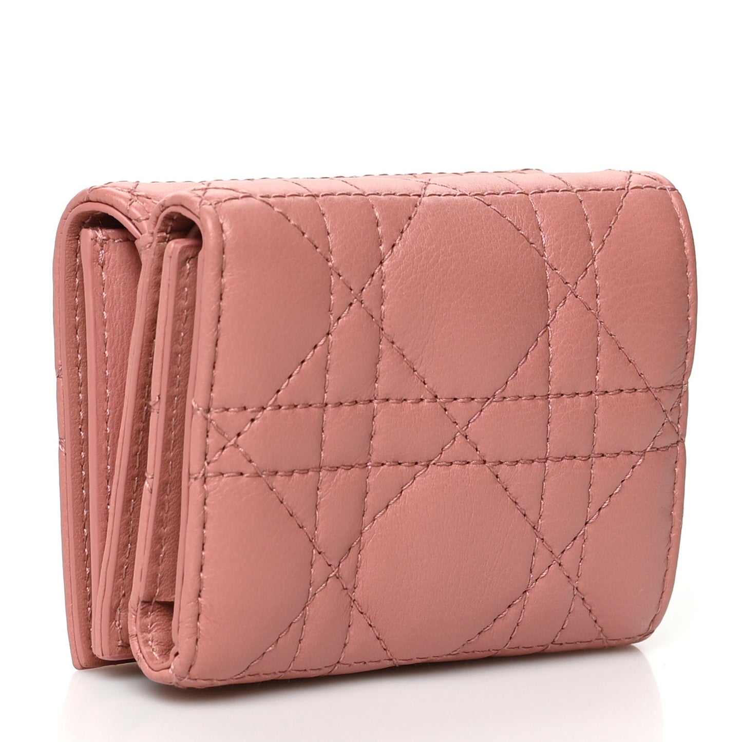 Supple Calfskin Cannage Medium Caro Card Wallet Pink