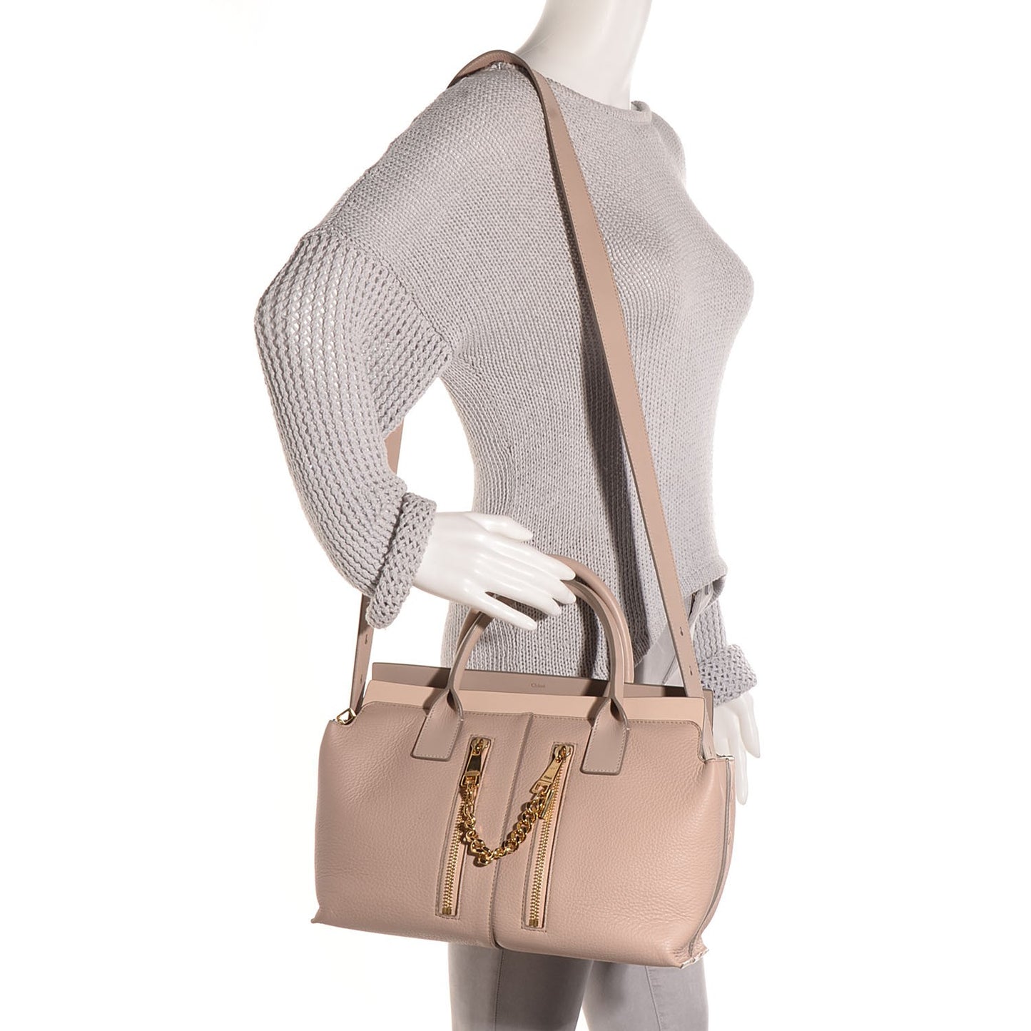 Grained Calfskin Small Cate Satchel Blush