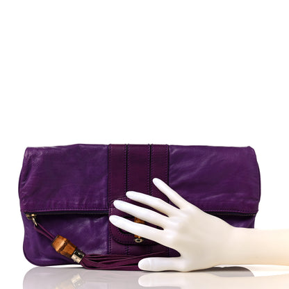 Gucci Calfskin Lucy Folded Clutch Purple 2 of 7