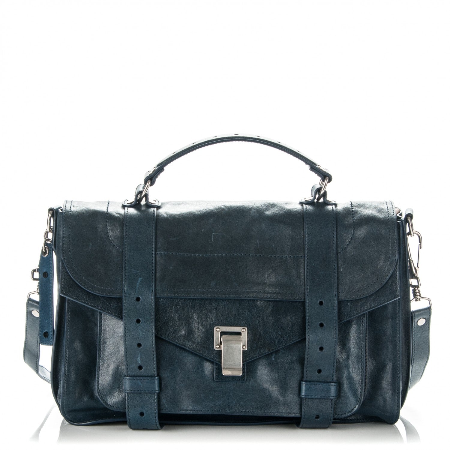 Proenza Schouler Lambskin Medium PS1 Satchel Navy 1 of 9
