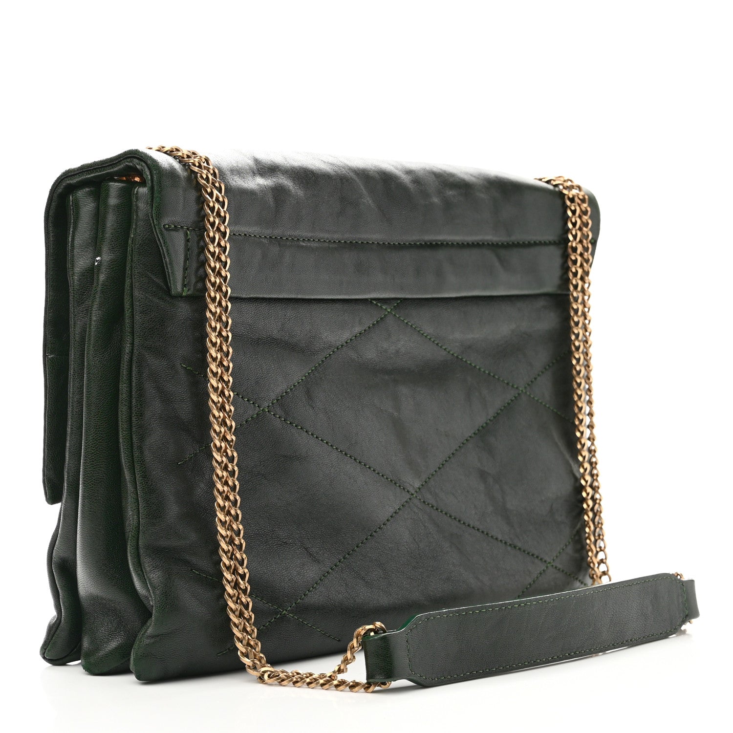 Lanvin Lambskin Quilted Medium Sugar Flap Shoulder Bag Bottle Green 2 of 14