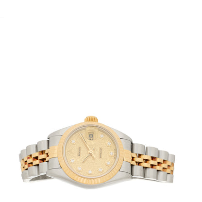 Rolex Stainless Steel 18K Yellow Gold Diamond 26mm Oyster Perpetual Datejust Watch Champagne Jubilee 69173 2 of 5
