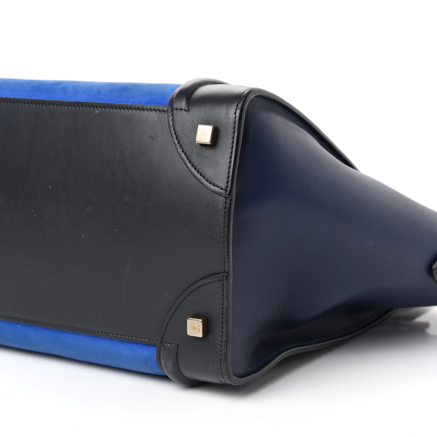 Celine Nubuck Smooth Calfskin Mini Tri-Color Luggage Bright Blue 8 of 9
