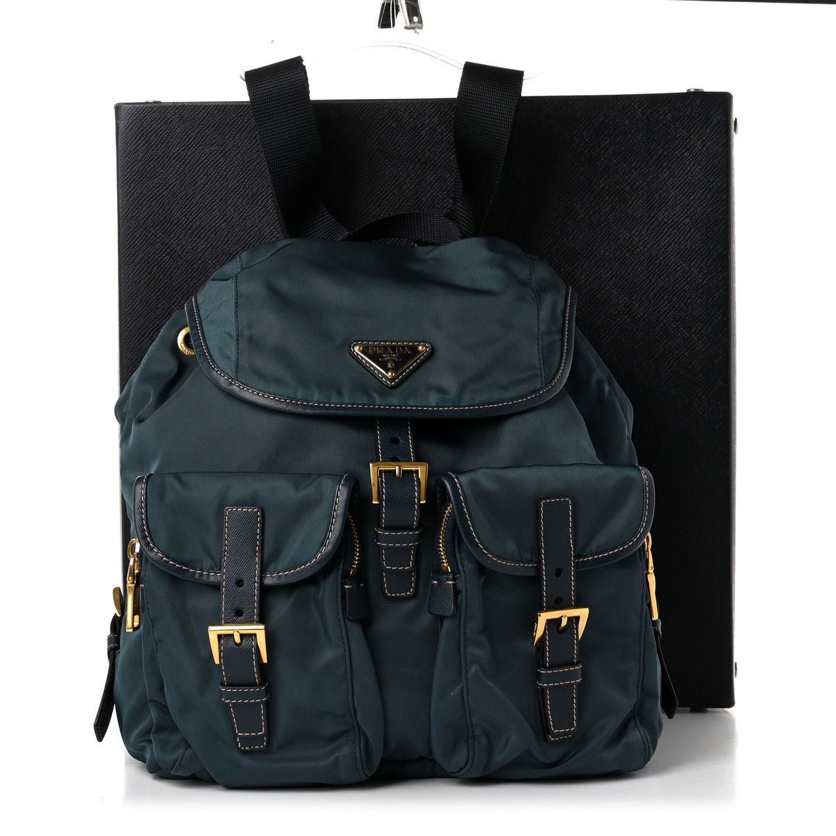 Prada Tessuto Nylon Saffiano Vela Backpack Denim 11 of 11
