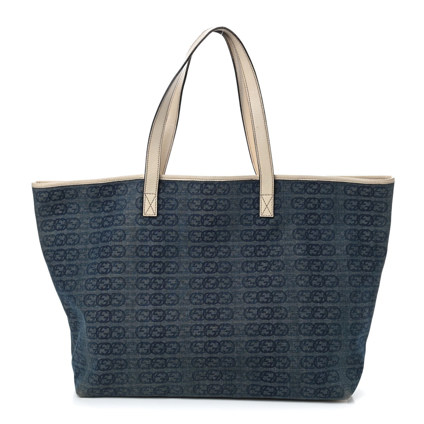 GG Monogram Denim Large Tote Blue