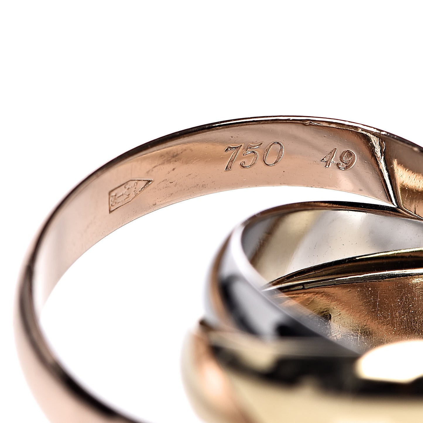 18K Pink Yellow White Gold Classic Les Must De Trinity Ring 49 4.75
