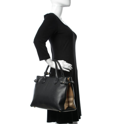 Burberry Smooth Calfskin Medium Banner Tote Black 2 of 20