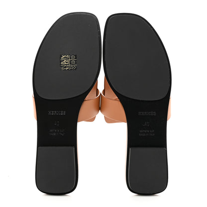 Hermes Calfskin Womens Galerie Sandals 40 Gold 5 of 9