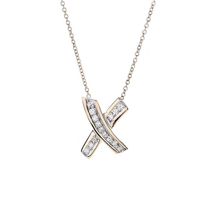 Tiffany 18K Yellow Gold Platinum Diamond Paloma Picasso Graffiti X Pendant Necklace 4 of 7