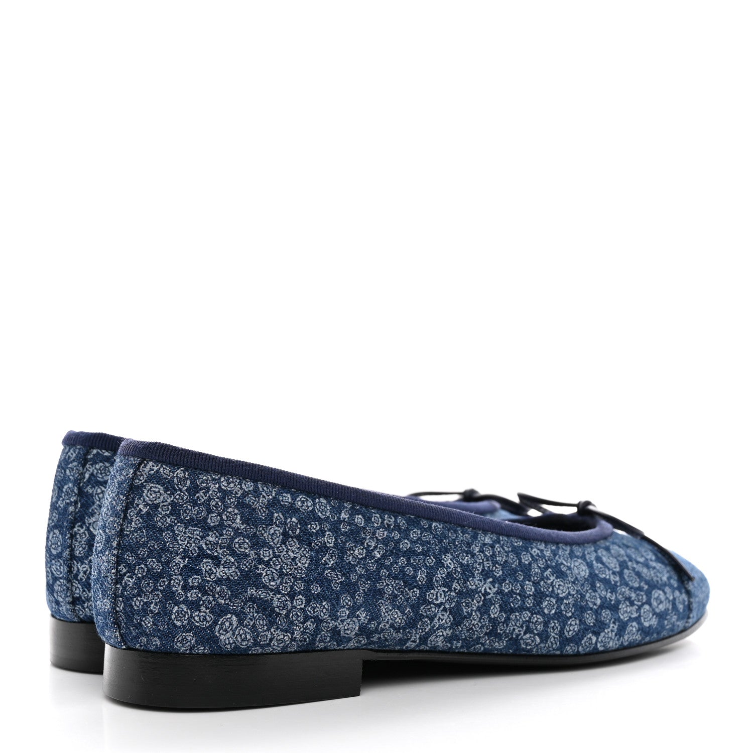 Chanel Denim Camellia Print Ballerina Flats 36.5 Dark Blue 4 of 10