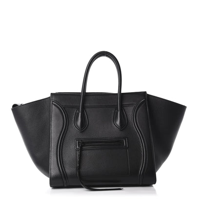 Celine Grained Calfskin Medium Phantom Luggage Black 1 of 8