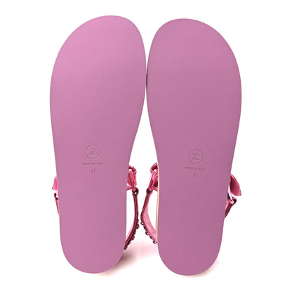Chanel Metallic Laminated Goatskin Chain Flat Sandals 41 Pink 6 of 10
